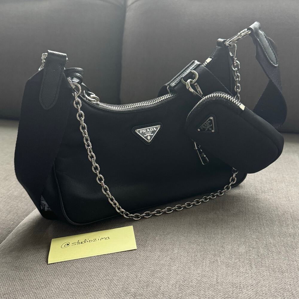 Prada Re-Edition 2005 Re-Nylon Bag Black Proof of Purchase Authentic Crossbody